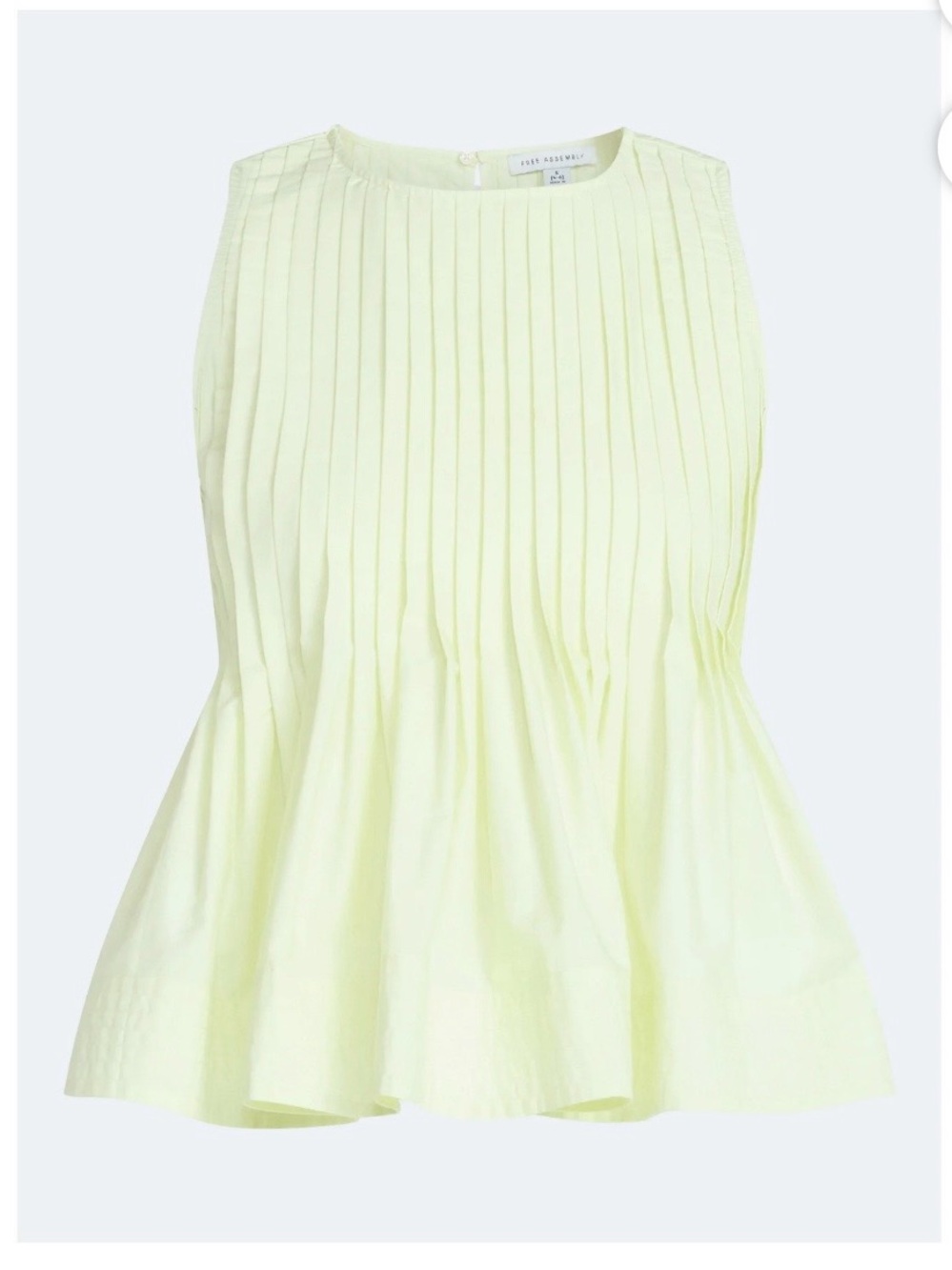 NWT Yellow Sleeveless Pleated Peplum Top - Size XS